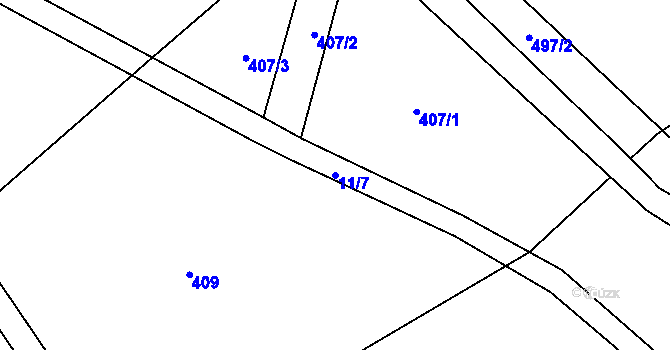 Parcela st. 11/7 v KÚ Sedliště u Litomyšle, Katastrální mapa