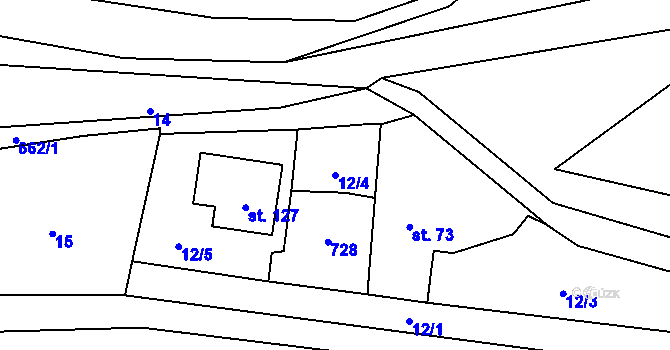 Parcela st. 12/4 v KÚ Sedliště u Litomyšle, Katastrální mapa