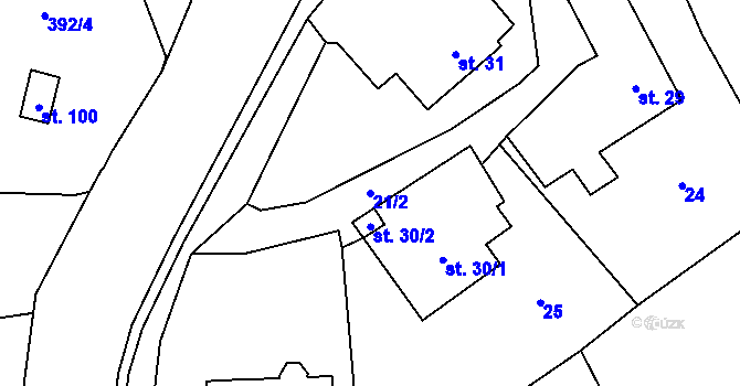 Parcela st. 21/2 v KÚ Sedliště u Litomyšle, Katastrální mapa