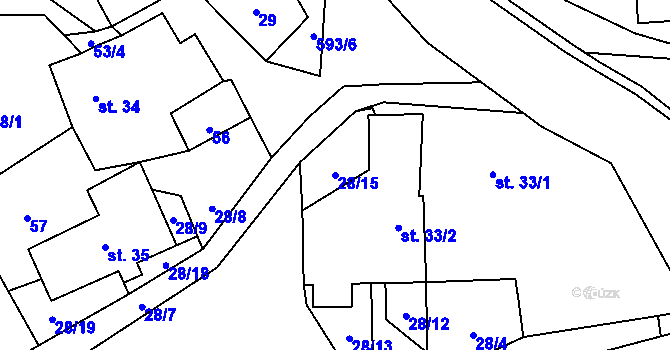 Parcela st. 28/15 v KÚ Sedliště u Litomyšle, Katastrální mapa