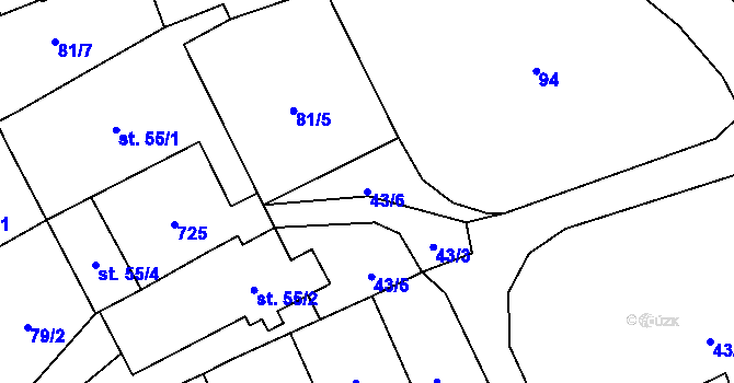 Parcela st. 43/6 v KÚ Sedliště u Litomyšle, Katastrální mapa