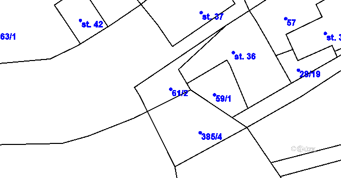 Parcela st. 61/2 v KÚ Sedliště u Litomyšle, Katastrální mapa