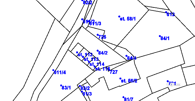 Parcela st. 84/2 v KÚ Sedliště u Litomyšle, Katastrální mapa