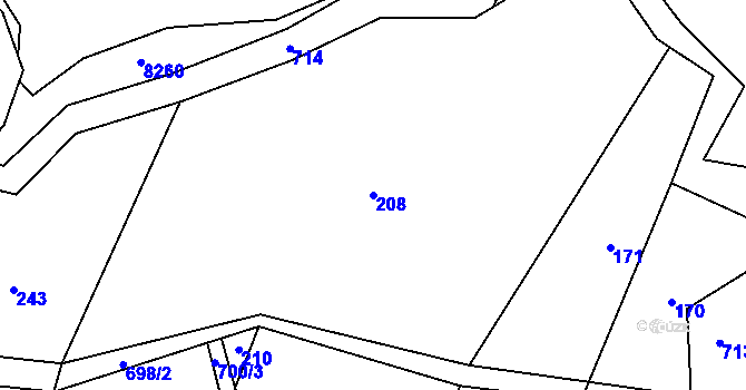Parcela st. 208 v KÚ Sedliště u Litomyšle, Katastrální mapa