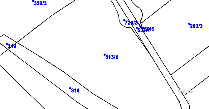 Parcela st. 313/1 v KÚ Sedliště u Litomyšle, Katastrální mapa