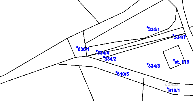 Parcela st. 334/4 v KÚ Sedliště u Litomyšle, Katastrální mapa