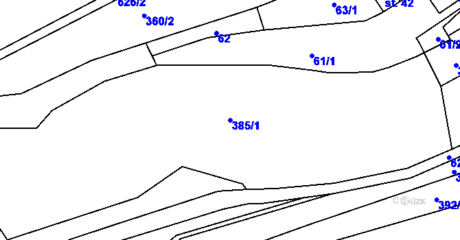 Parcela st. 385/1 v KÚ Sedliště u Litomyšle, Katastrální mapa