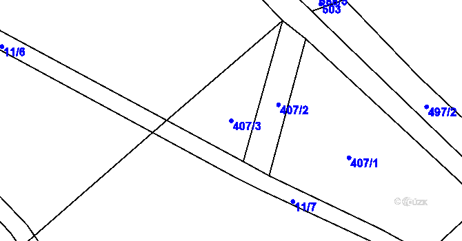 Parcela st. 407/3 v KÚ Sedliště u Litomyšle, Katastrální mapa