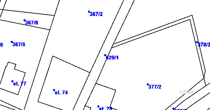 Parcela st. 629/1 v KÚ Sedliště u Litomyšle, Katastrální mapa