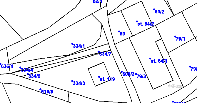 Parcela st. 334/7 v KÚ Sedliště u Litomyšle, Katastrální mapa