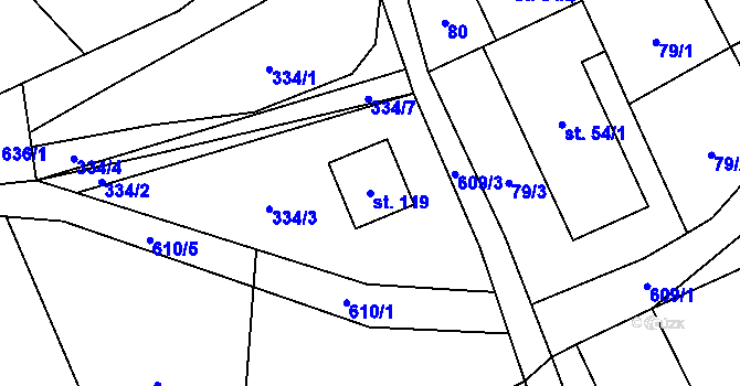 Parcela st. 119 v KÚ Sedliště u Litomyšle, Katastrální mapa