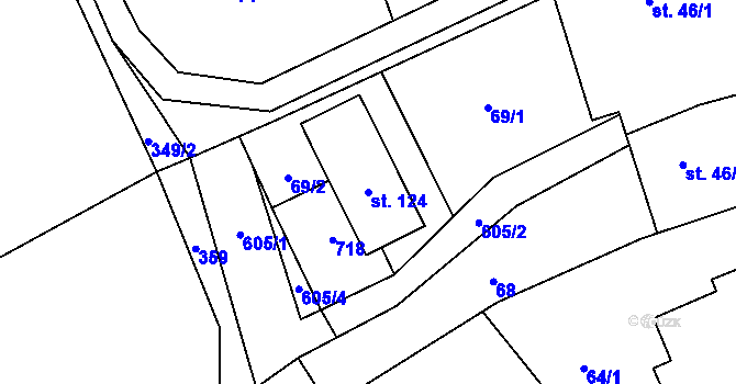 Parcela st. 124 v KÚ Sedliště u Litomyšle, Katastrální mapa