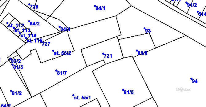 Parcela st. 721 v KÚ Sedliště u Litomyšle, Katastrální mapa