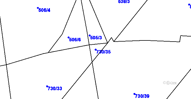 Parcela st. 730/35 v KÚ Sedliště u Litomyšle, Katastrální mapa