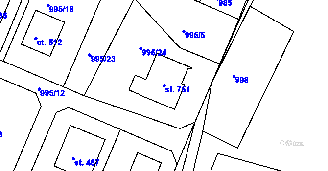 Parcela st. 751 v KÚ Sedliště ve Slezsku, Katastrální mapa