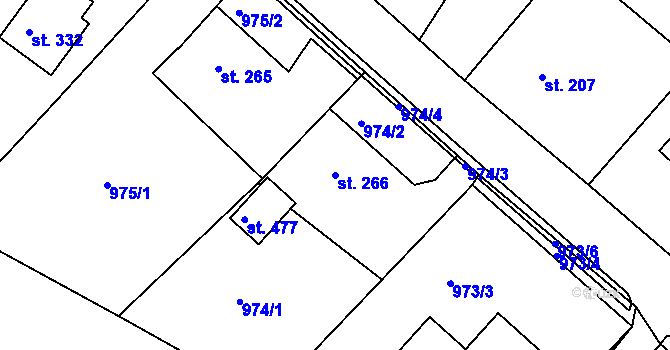Parcela st. 266 v KÚ Sedliště ve Slezsku, Katastrální mapa