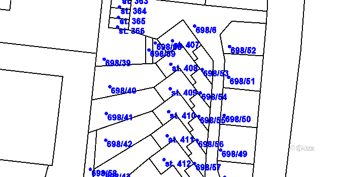 Parcela st. 409 v KÚ Sedliště ve Slezsku, Katastrální mapa