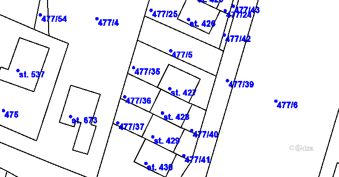 Parcela st. 427 v KÚ Sedliště ve Slezsku, Katastrální mapa