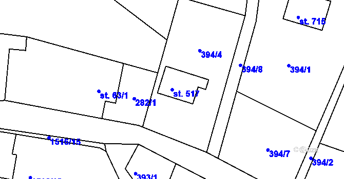Parcela st. 517 v KÚ Sedliště ve Slezsku, Katastrální mapa
