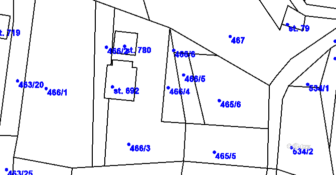 Parcela st. 466/4 v KÚ Sedliště ve Slezsku, Katastrální mapa