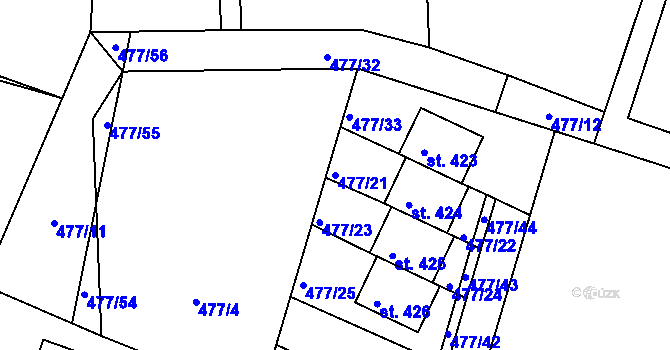 Parcela st. 477/21 v KÚ Sedliště ve Slezsku, Katastrální mapa