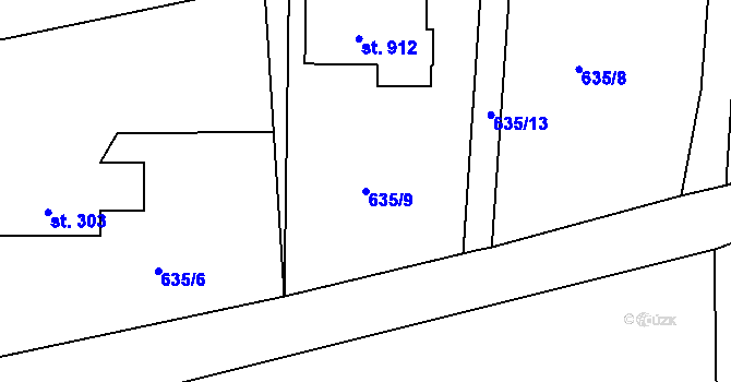 Parcela st. 635/9 v KÚ Sedliště ve Slezsku, Katastrální mapa