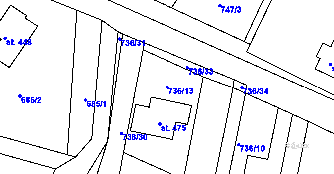 Parcela st. 736/13 v KÚ Sedliště ve Slezsku, Katastrální mapa