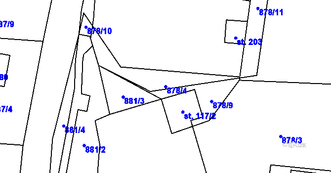 Parcela st. 878/4 v KÚ Sedliště ve Slezsku, Katastrální mapa