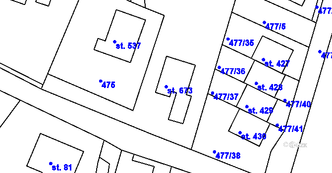 Parcela st. 673 v KÚ Sedliště ve Slezsku, Katastrální mapa