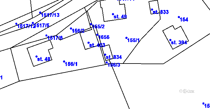 Parcela st. 834 v KÚ Sedliště ve Slezsku, Katastrální mapa