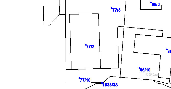 Parcela st. 77/2 v KÚ Sedlnice, Katastrální mapa