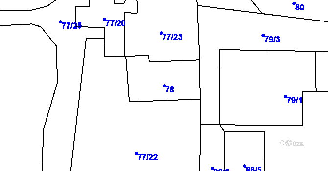 Parcela st. 78 v KÚ Sedlnice, Katastrální mapa