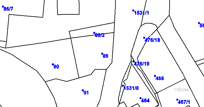 Parcela st. 89 v KÚ Sedlnice, Katastrální mapa