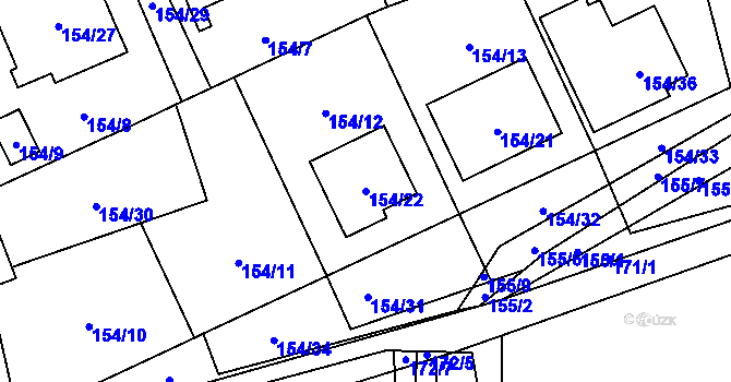 Parcela st. 154/22 v KÚ Sedlnice, Katastrální mapa