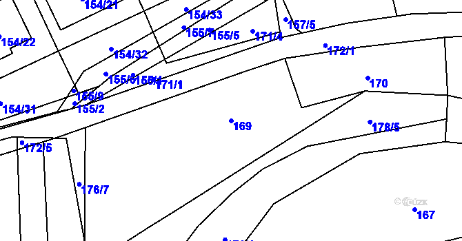 Parcela st. 169 v KÚ Sedlnice, Katastrální mapa