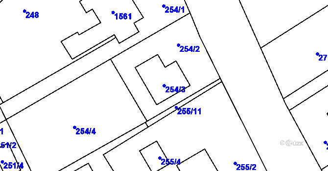Parcela st. 254/3 v KÚ Sedlnice, Katastrální mapa