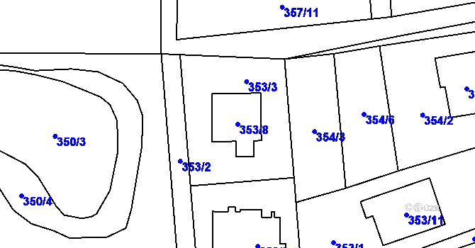 Parcela st. 353/8 v KÚ Sedlnice, Katastrální mapa