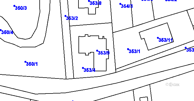 Parcela st. 353/9 v KÚ Sedlnice, Katastrální mapa