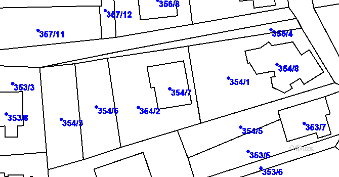 Parcela st. 354/7 v KÚ Sedlnice, Katastrální mapa