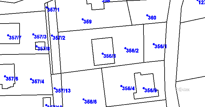 Parcela st. 356/3 v KÚ Sedlnice, Katastrální mapa