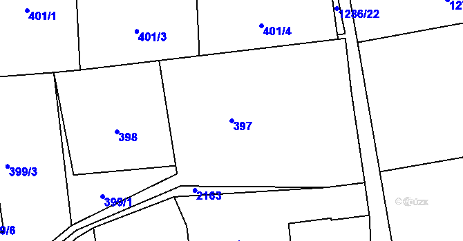 Parcela st. 397 v KÚ Sedlnice, Katastrální mapa