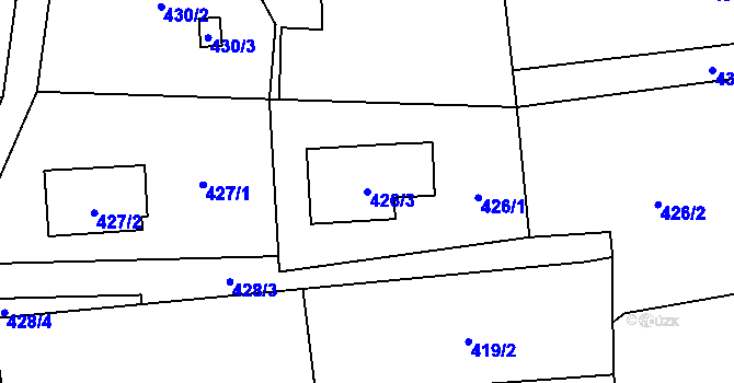 Parcela st. 426/3 v KÚ Sedlnice, Katastrální mapa