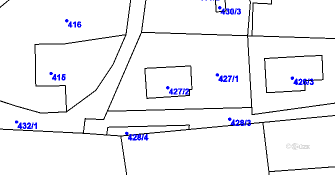 Parcela st. 427/2 v KÚ Sedlnice, Katastrální mapa
