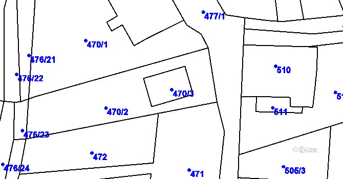 Parcela st. 470/3 v KÚ Sedlnice, Katastrální mapa
