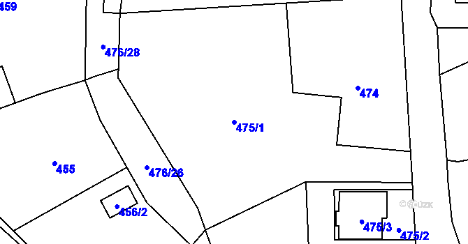 Parcela st. 475/1 v KÚ Sedlnice, Katastrální mapa