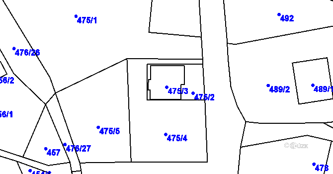 Parcela st. 475/3 v KÚ Sedlnice, Katastrální mapa