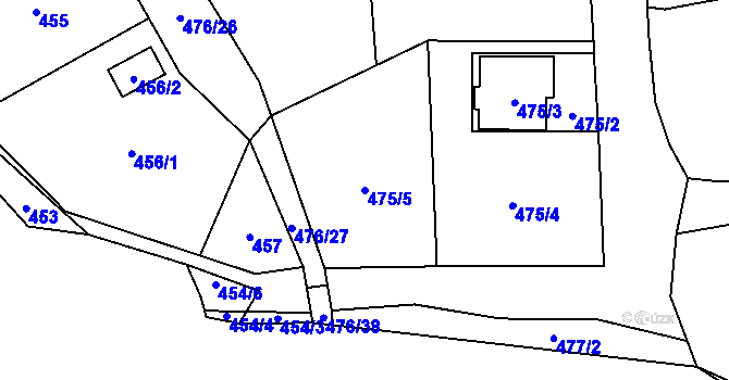 Parcela st. 475/5 v KÚ Sedlnice, Katastrální mapa