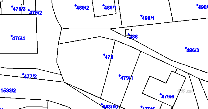 Parcela st. 478 v KÚ Sedlnice, Katastrální mapa