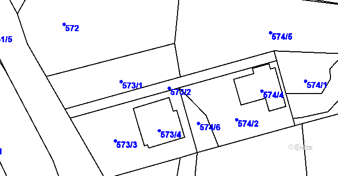 Parcela st. 573/2 v KÚ Sedlnice, Katastrální mapa