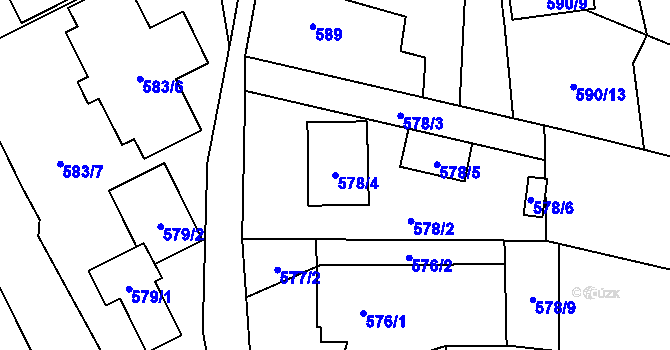 Parcela st. 578/4 v KÚ Sedlnice, Katastrální mapa